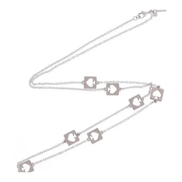 Kate Spade Hole Punch Silver Logo Long Necklace - Picture 4 of 7